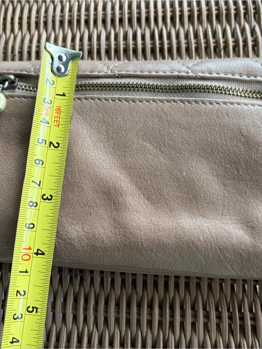 Hobo Quilted Leather Wallet in Taupe